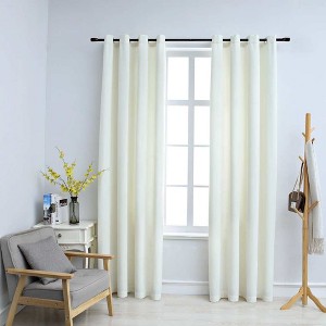 Aghana Digitals Cream Velvet Blackout Curtains 2-Pack with Metal Rings, 55.1x96.5", Polyester, - 1 of 4