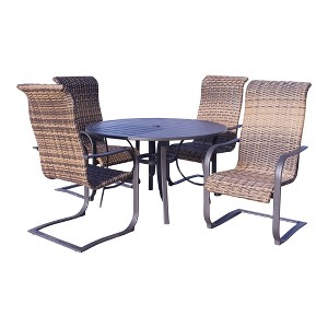 Courtyard Casual Santa Fe 5 pc  48" Round Dining Set with Wicker Spring   Includes one Round table and 4 Wicker Spring Chairs - 1 of 1