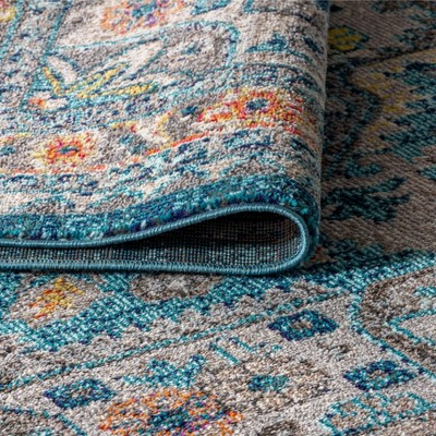 5'x8' Blue Synthetic Medallion Reversible Area Rug