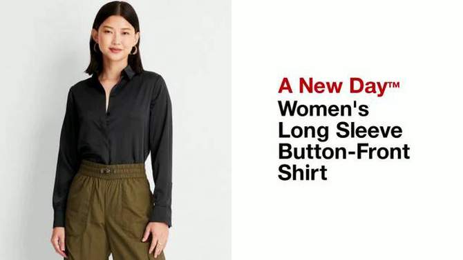 Women's Long Sleeve Button-Front Shirt - A New Day™, 2 of 11, play video