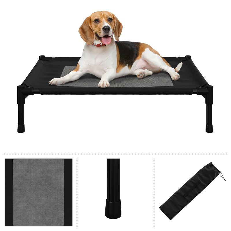 Elevated Dog Bed - 30x24-Inch Portable Pet Bed with Non-Slip Feet - Indoor/Outdoor Dog Cot or Puppy Bed for Pets up to 50lbs by PETMAKER (Black), 3 of 11