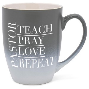 Elanze Designs Pastor Teach Pray Love Two Toned Ombre Matte Grey and White 12 ounce Ceramic Stoneware Coffee Cup Mug - 1 of 4