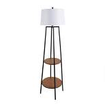 63" Tristan Silverwood Floor Lamp with Shelves (Includes LED Light Bulb) Black - Decor Therapy