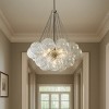 ALOADECOR 27'' Modern Glam Cluster Chandelier 6 Lights Pendant with Hand Blown Textured Glass Globes And Chrome Finish for Dining Room and Foyer - 3 of 4