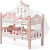 ROBOTIME Doll Furniture Doll Bunk Bed Baby Doll Beds Wooden Doll Cribs Cradle for 18 Inch Doll, Dollhouse Furniture, Pink, 11.9"*21.7"*18.1" - 2 of 4