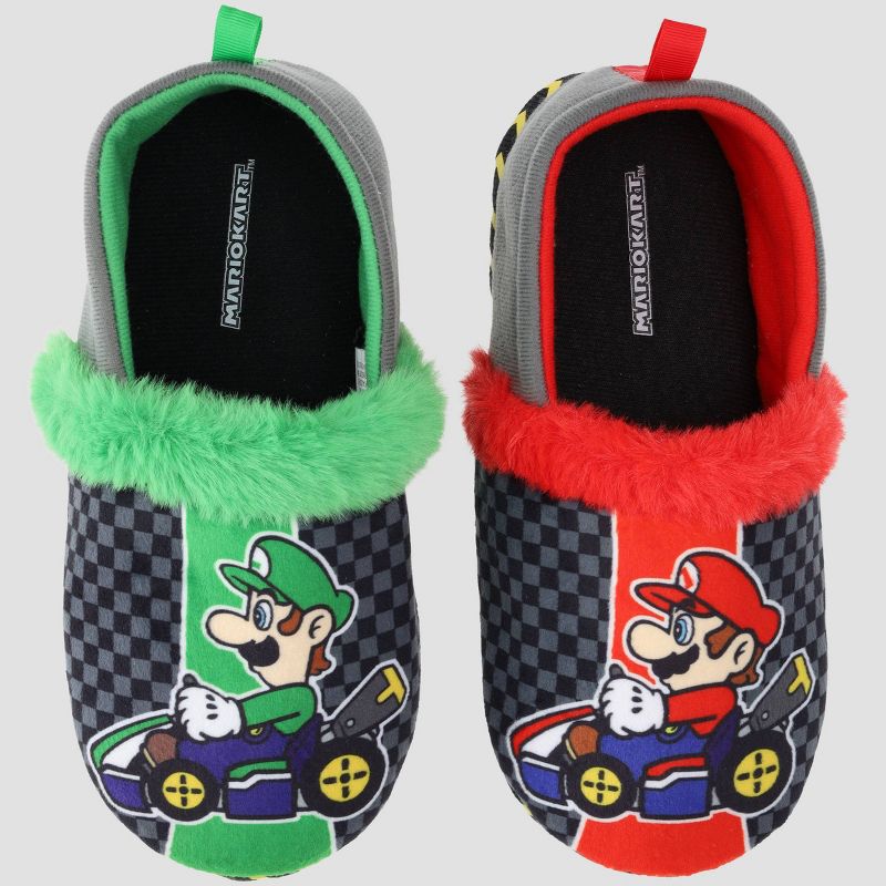 Kids' Nintendo Super Mario Kart Loafer Slippers - Red/Green, 2 of 8