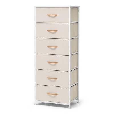 Pellebant Vertical Dresser for Bedroom 6 drawer Storage Tower Steel Frame Wood Top Easy Pull Non-woven Fabrics Drawer
