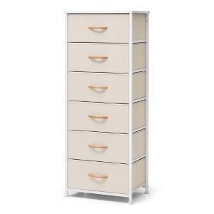 Pellebant Vertical Dresser for Bedroom 6 drawer Storage Tower Steel Frame Wood Top Easy Pull Non-woven Fabrics Drawer - 1 of 4