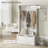 Munora 3-in-1 Entryway Bench with Coat Rack - Hall Tree with Shoe Storage & 10 Hooks - Distressed White - 4 of 4