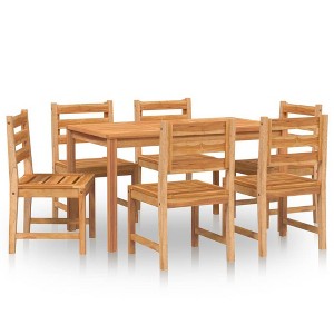 vidaXL Patio Dining Set Garden Outdoor Dining Table and Chairs Solid Teak Wood - 55.1" Table Length 6x Chair + Table 6 Items - 1 of 4