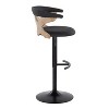 LumiSource Set of 2 Gardenia Adjustable Barstools Whitewashed Wood/Black Metal/Charcoal Fabric - 3 of 4