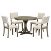 CAVINAS Round Dining Table Set for 4 Round Table with Curved Trestle Style Table Legs 4 Upholstered Chairs for Kitchen - 3 of 4