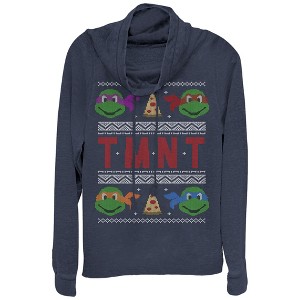 Juniors Womens Teenage Mutant Ninja Turtles Ugly Xmas Cowl Neck Sweatshirt - 1 of 3