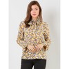 Allegra K Women's Floral Tie V Neck Chiffon Ruffle Trumpet Sleeve Blouse - 2 of 4