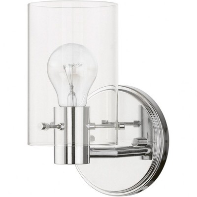 Polished Chrome Clear Glass Single Light Sconce