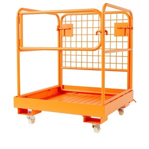 Heavy-Duty 1200 Lbs Forklift Safety Cage with 4 Wheels, Foldable Steel Man Basket 36x36 for Aerial Work and Lift Loaders, Enhanced Safety Features - 1 of 4