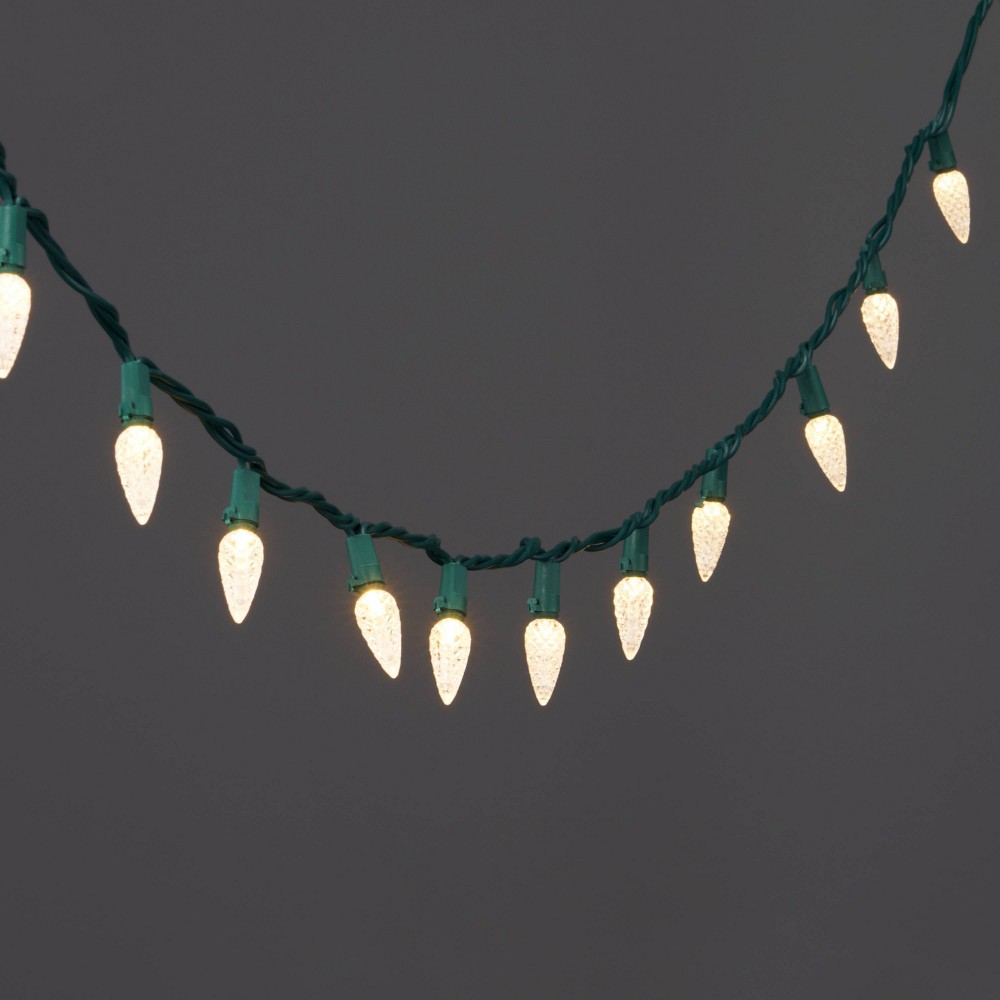 60ct LED C6 Faceted String Lights Warm White with Green Wire - Wondershop 3 pack 