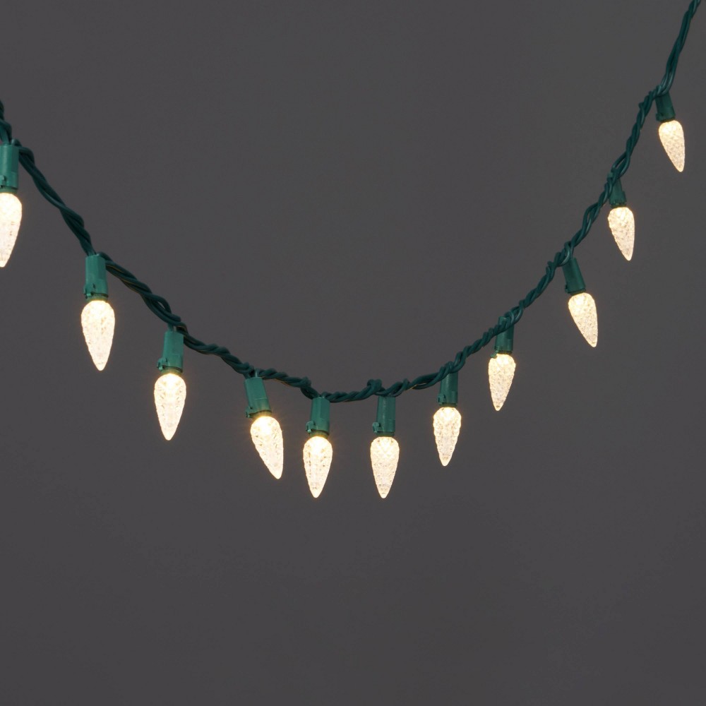 Photos - Floodlight / Street Light 60ct LED C6 Faceted Christmas String Lights Warm White with Green Wire - W