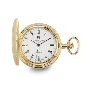 Black Bow Jewelry Charles Hubert Gold Finish Brass Basketweave Pocket Watch 42mm - 1 of 4
