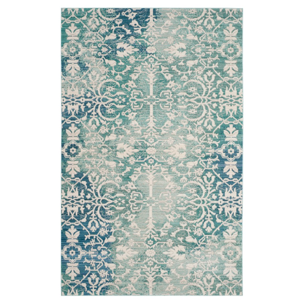 Blue/Ivory Floral Loomed Area Rug 5'X8' - Safavieh