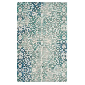 Blue/Ivory Floral Loomed Accent Rug 4