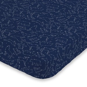 NoJo Super Soft Navy and White Cosmic Constellations Nursery Mini Crib Fitted Sheet - 1 of 4