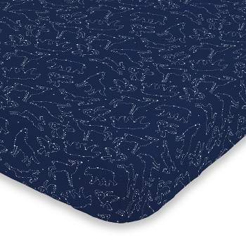 NoJo Super Soft Navy and White Cosmic Constellations Nursery Mini Crib Fitted Sheet