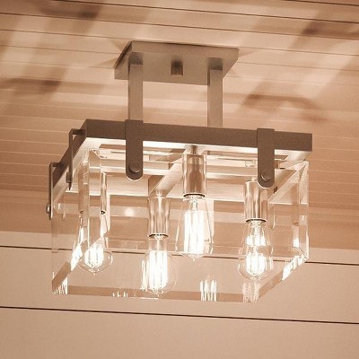 Urban Ambiance Luxury Modern Farmhouse Square Ceiling Fixture,  14"H x 16-3/4"W SQ,  Brushed Nickel Finish, UHP2449