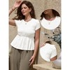 INSPIRE CHIC Women's Peplum Summer Smocked Ruched Crew Neck Cap Sleeve Babydoll Tunic Blouse - 2 of 4