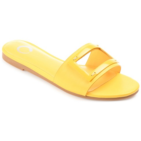 Journee Collection Womens Clair Tru Comfort Foam Slide Low Block Heel  Sandals, Yellow 6 : Target