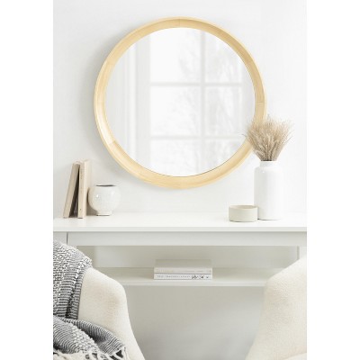 Hatherleigh 30" Natural Wood Round Bathroom Vanity Mirror
