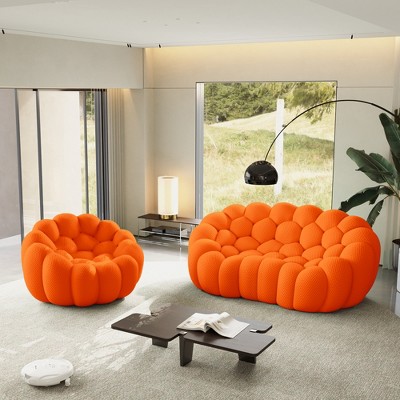 WJShome Single Bubble Chair with Ottoman,Oversized Memory Foam Bubble Lazy Floor Sofa, Modern Upholstered Bean Bag Sofas