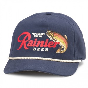 Adult Rainier Beer Mountain Fresh Fishing Adjustable Rope Hat - 1 of 4