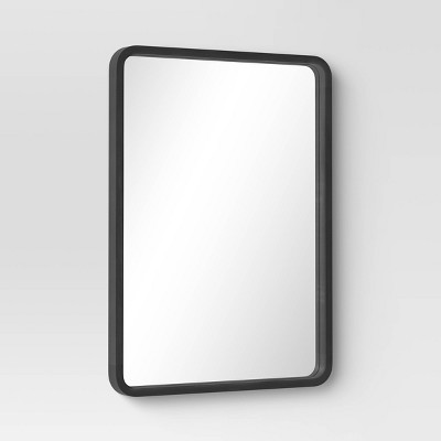 22&#34; x 30&#34; Rounded Corner Wood Wall Mirror Black - Threshold&#8482;