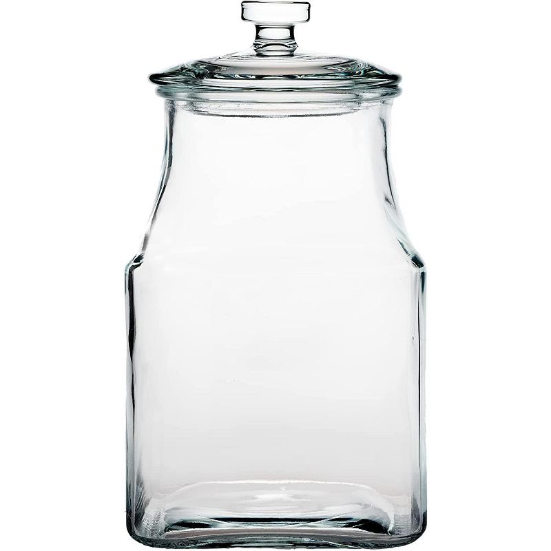 Amici Home Carlisle Glass Canister Square Jar, Food Safe, Airtight Lid with Handle and Plastic Gasket, For Kitchen & Pantry, 1 of 6