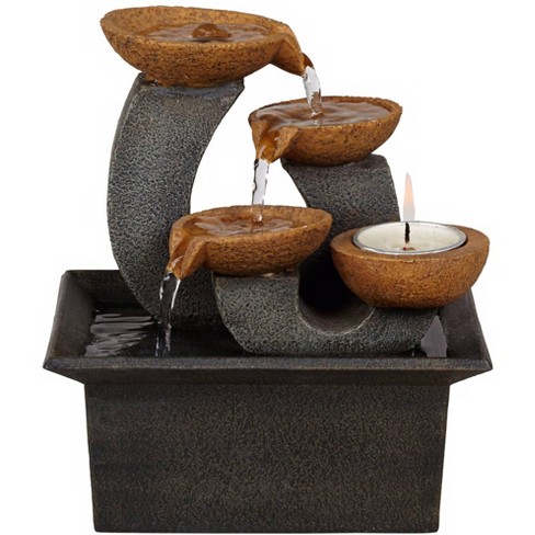 John Timberland Zen Indoor Tabletop Water Fountain 7 High Tea Candle Cascading Cups For Table Desk Office Home Bedroom Target