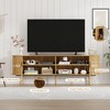 Modern TV Stand for TVs Up to 80", 70'' Fluted Entertainment Center with Storage & Sliding Door, TV Console Table, Sideboard Buffet Cabinet - 2 of 4