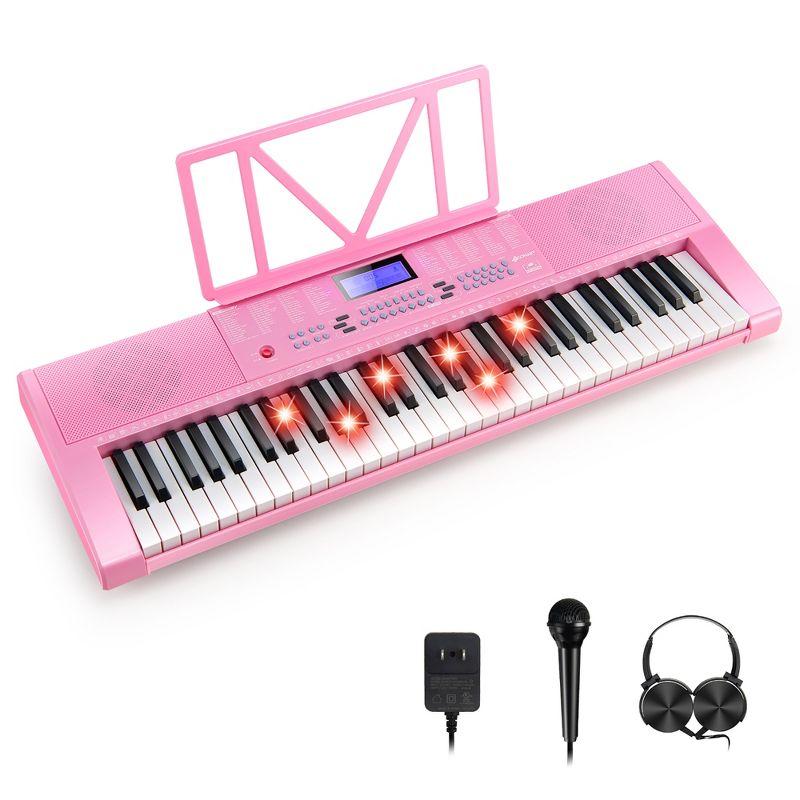 Costway 61-Key Electric Piano Portable Digital Keyboard w/Lighted Key Music Stand, 1 of 11