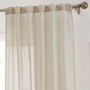 HLC.ME Emily Faux Linen Semi Sheer Light Filtering Back Tab Pocket Lightweight Window Curtains Drapery, 2 Panels - 1 of 4