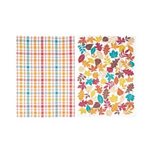 C&F Home Fall Leaves & Plaid Printed Woven Kitchen Dishtowels Set of 2 - 1 of 4