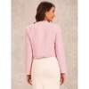 Allegra K Women's Plaid Tweed Crew Neck Cropped Button Up Elegant Work Blazer - 3 of 4