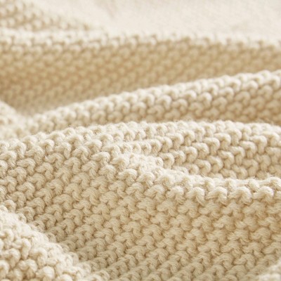Cozy Cottage Ivory 50"x60" Knit Throw Blanket