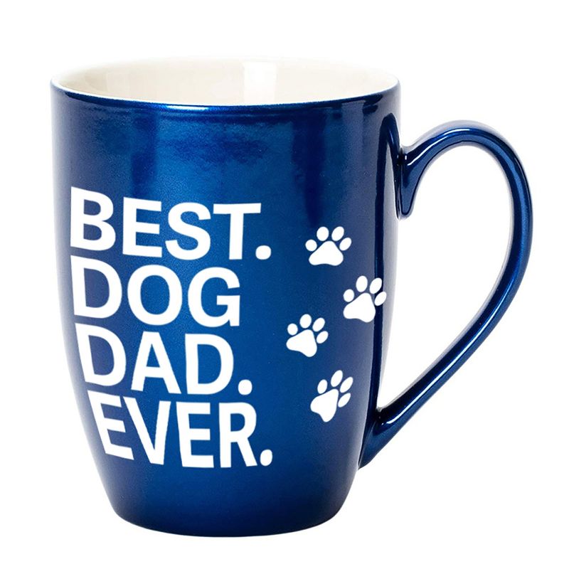 Elanze Designs Best Dog Dad Ever Navy Blue 10 ounce New Bone China Coffee Cup Mug, 1 of 2