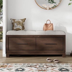 NicBex Modern Shoe Ottoman Bench with Hidden Storage and Removable Washable Cushion, Multi-Functional Hallway Organizer for Living Room - 1 of 4