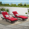 Outdoor Chaise Lounge Chair Set of 2, Wicker Reclining Lounge with Adjustable Backrest & Cushion, Sunbathing Chair for Patio Pool Garden - 2 of 4