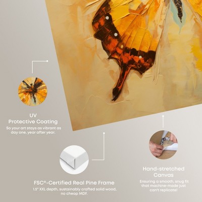 Golden Ochre Butterfly II Elegant 16" x 16" Canvas Wall Art