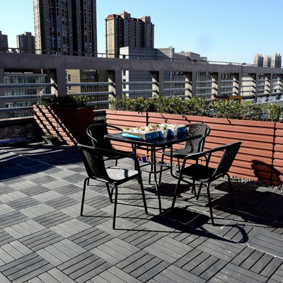 44 square interlocking terrace deck tiles, slotted waterproof outdoor all-weather use of polypropylene tiles