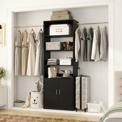Aheaplus 25" - 103" Closet System with Cabinets, Wall-mounted Closet Organizer
