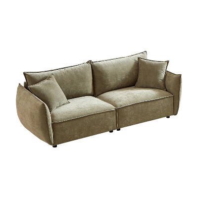NicBex 88 Inch Chenille Sofa,3-Seat Couch with 2 Pillows for Living Room,Bedroom,Office,Apartment,Green