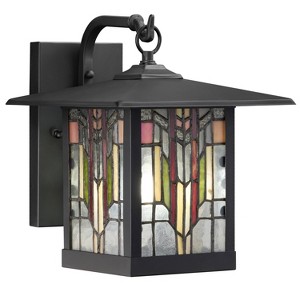 River of Goods 11.75" 1-Light Prairie Craftsman Outdoor Wall Lantern Sconce Oil Rubbed Bronze: ETL Listed, Glass Shade, Metal Body - 1 of 4
